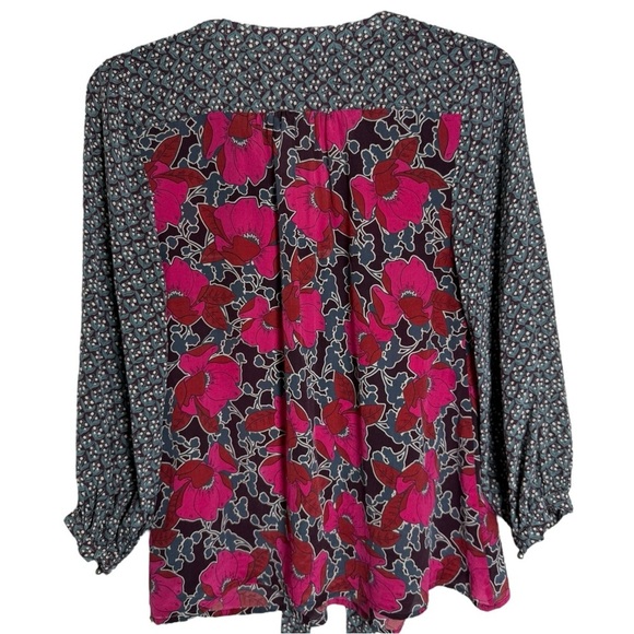 Anthro Edme Esyllte Silk Tie Back Blouse Top Shirt Sz 0 Boho Fairy Romantic Fem - Picture 6 of 9